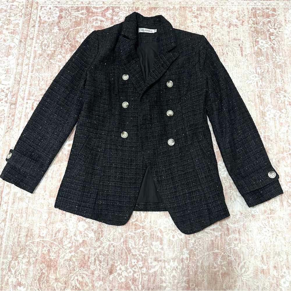 Tweed Double Breasted Blazer Jacket - Picture 2 of 12